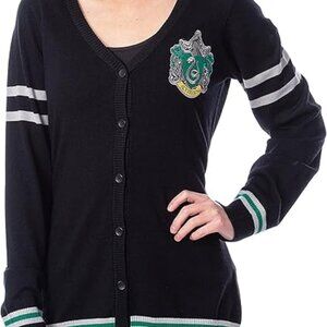 Hot Topic Harry Potter Womens Slytherin House Open Front Cardigan Knit Sweater L